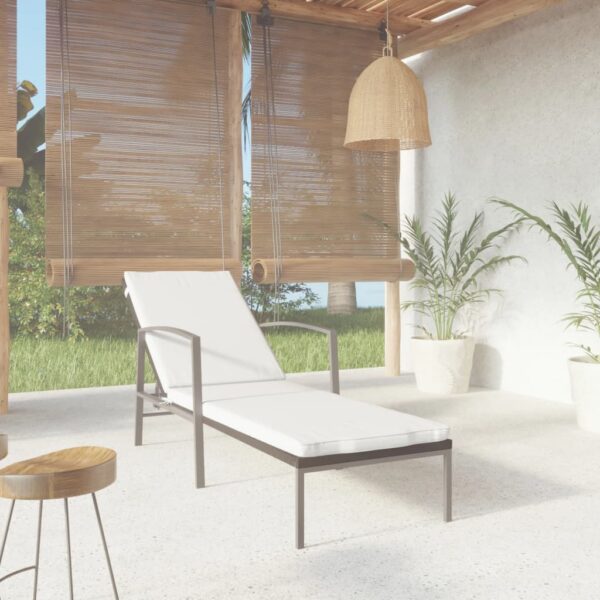 HomeDiscount-Garden Sun Lounger with Cushion Poly Rattan Black