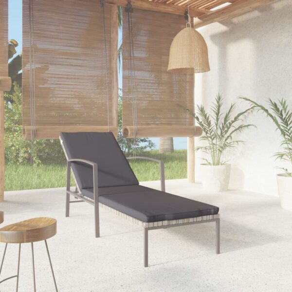 HomeDiscount-Garden Sun Lounger with Cushion Poly Rattan Grey