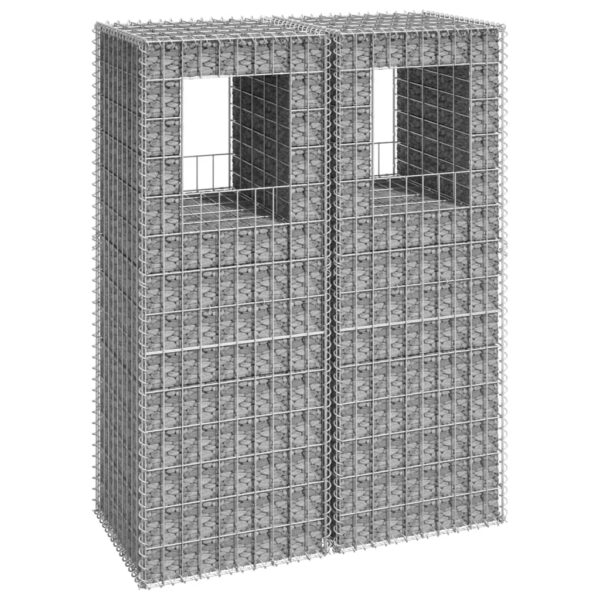 HomeDiscount-Gabion Basket Posts 2 pcs 50x50x140 cm Iron