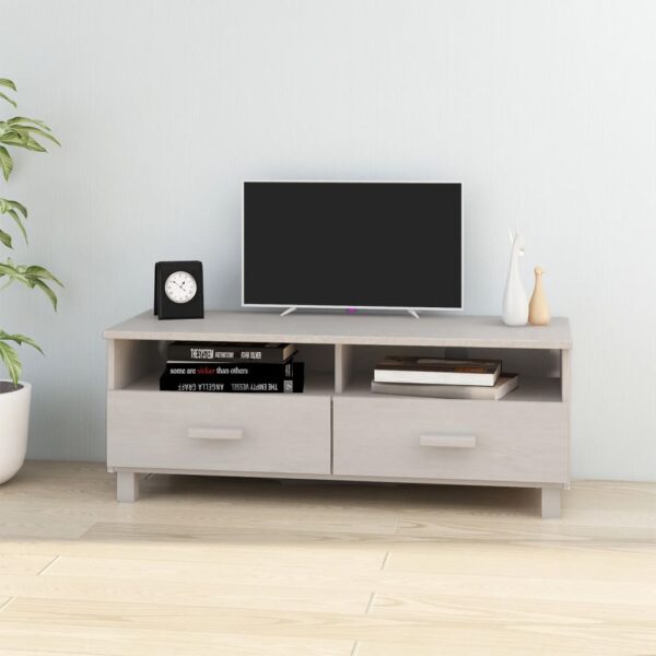 HomeDiscount-TV Cabinet "HAMAR" White 106x40x40 cm Solid Wood Pine