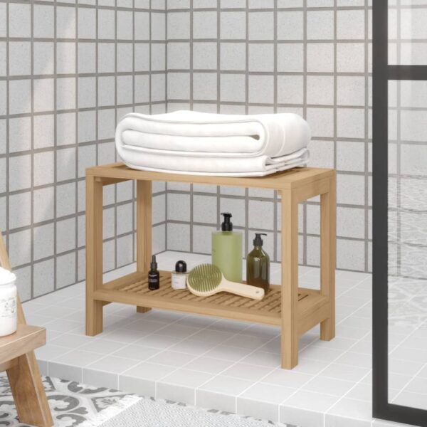 HomeDiscount-Bathroom Side Table 60x30x45 cm Solid Wood Teak