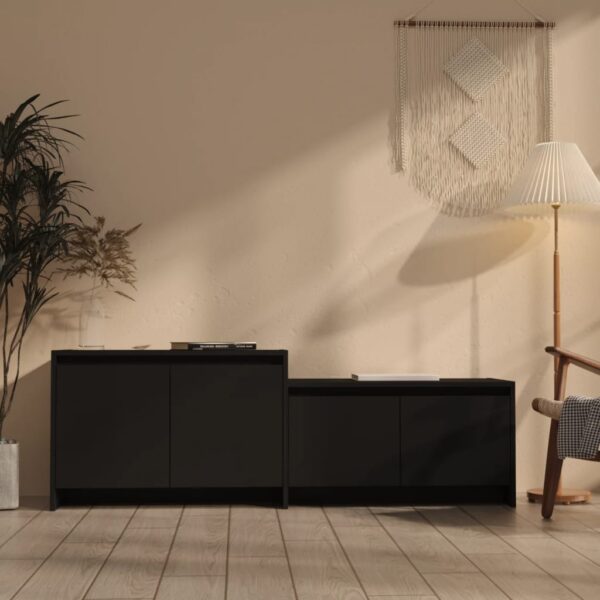 HomeDiscount-TV Cabinet Black 146.5x35x50 cm Engineered Wood