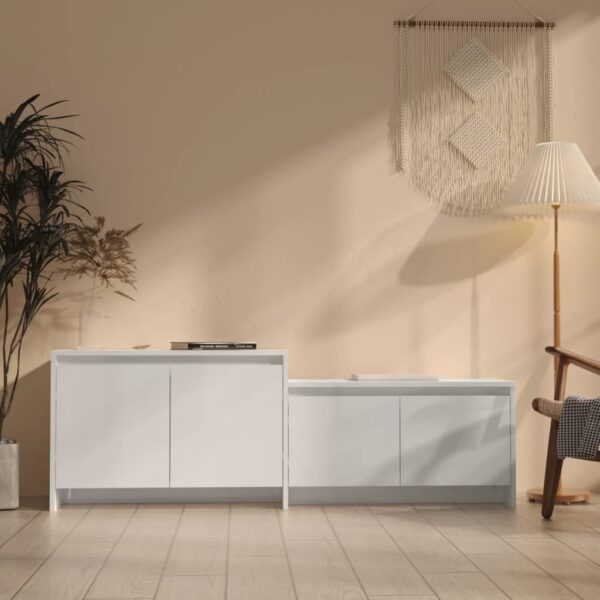 HomeDiscount-TV Cabinet High Gloss White 146.5x35x50 cm Engineered Wood