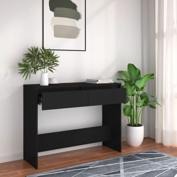 HomeDiscount-Console Table Black 100x35x76.5 cm Engineered Wood