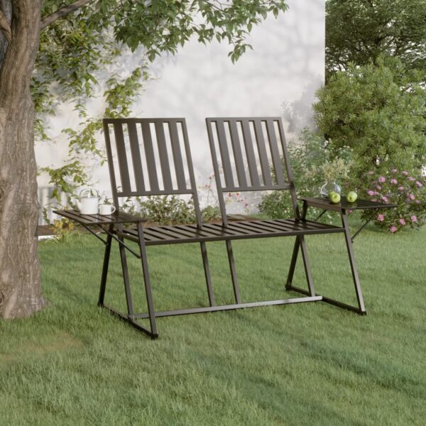 HomeDiscount-2-Seater Garden Bench 165 cm Black Steel