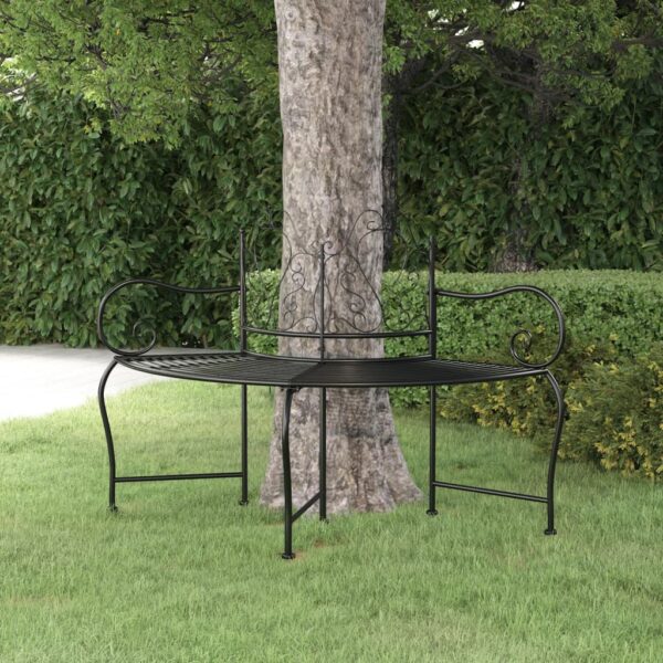 HomeDiscount-Tree Bench 150 cm Black Steel