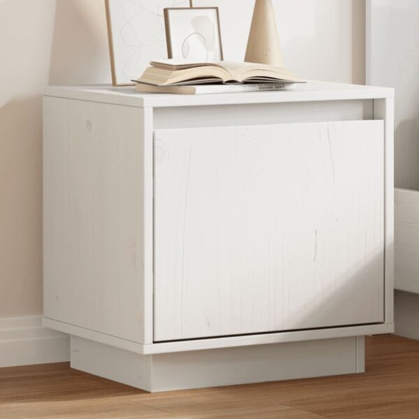 HomeDiscount-Bedside Cabinet White 40x30x40 cm Solid Wood Pine