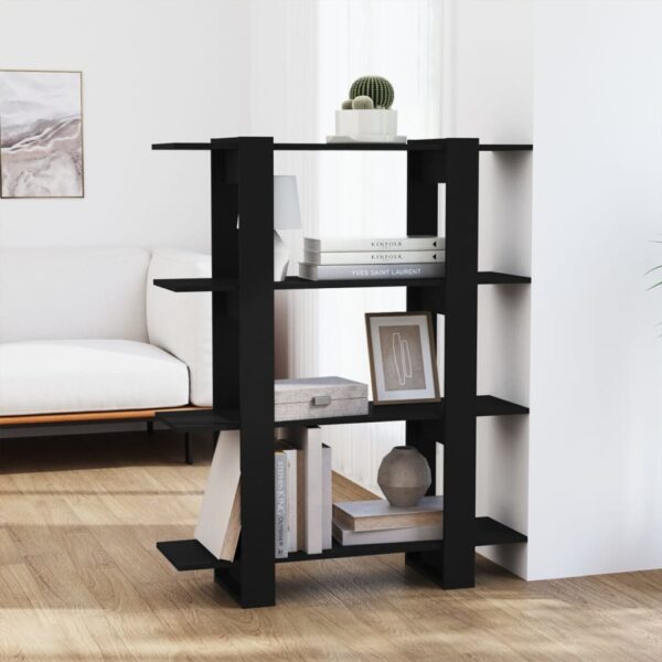 HomeDiscount-Book Cabinet/Room Divider Black 100x30x123.5 cm