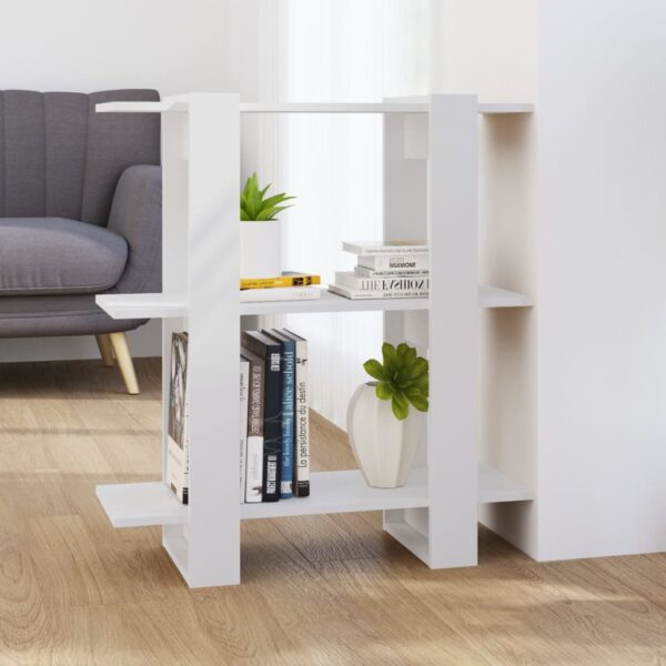 HomeDiscount-Book Cabinet/Room Divider White 80x30x87 cm