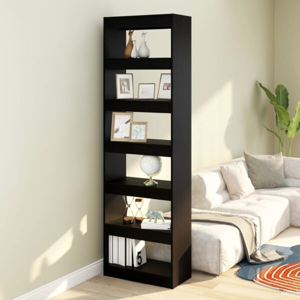 HomeDiscount-Book Cabinet/Room Divider Black 60x30x198 cm