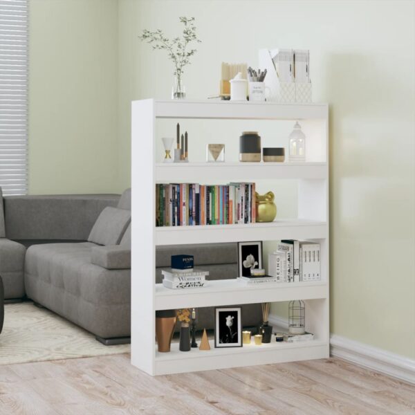 HomeDiscount-Book Cabinet/Room Divider High Gloss White 100x30x135 cm