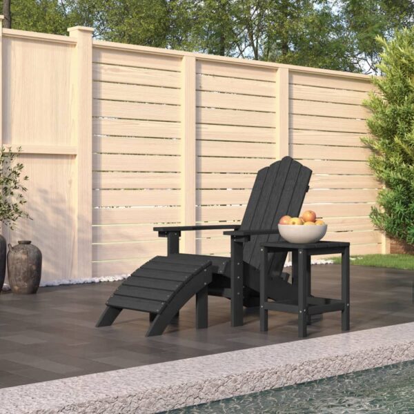 HomeDiscount-Garden Adirondack Chair with Footstool & Table HDPE Anthracite