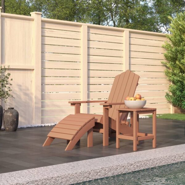 HomeDiscount-Garden Adirondack Chair with Footstool & Table HDPE Brown