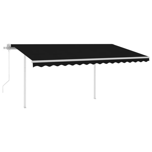 HomeDiscount-Automatic Retractable Awning with Posts 4.5x3 m Anthracite