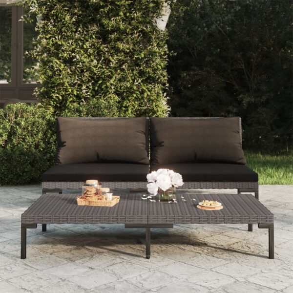 HomeDiscount-Garden Sofas 2pcs with Cushions Half Round Poly Rattan