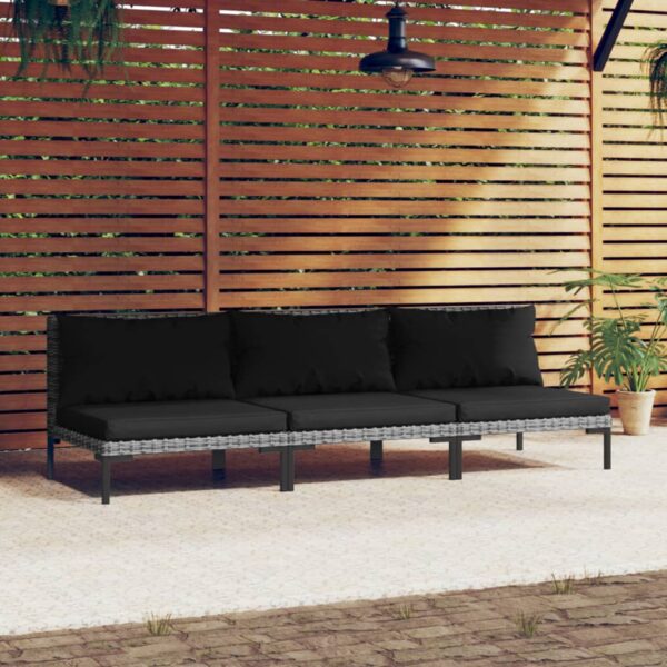 HomeDiscount-Garden Sofas 3pcs with Cushions Half Round Poly Rattan