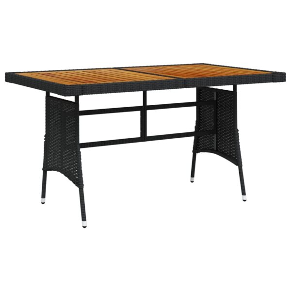 HomeDiscount-Garden Table Black 130x70x72 cm Poly Rattan & Solid Acacia Wood