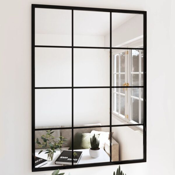 HomeDiscount-Wall Mirror Black 80x60 cm Metal