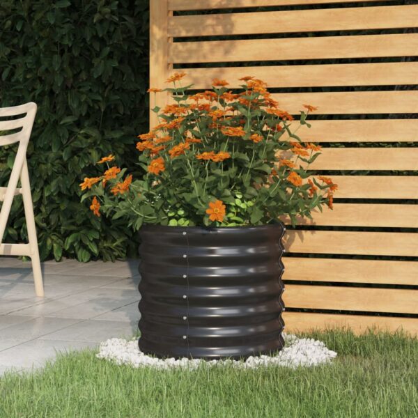 HomeDiscount-Garden Planter Powder-coated Steel 40x40x36 cm Anthracite