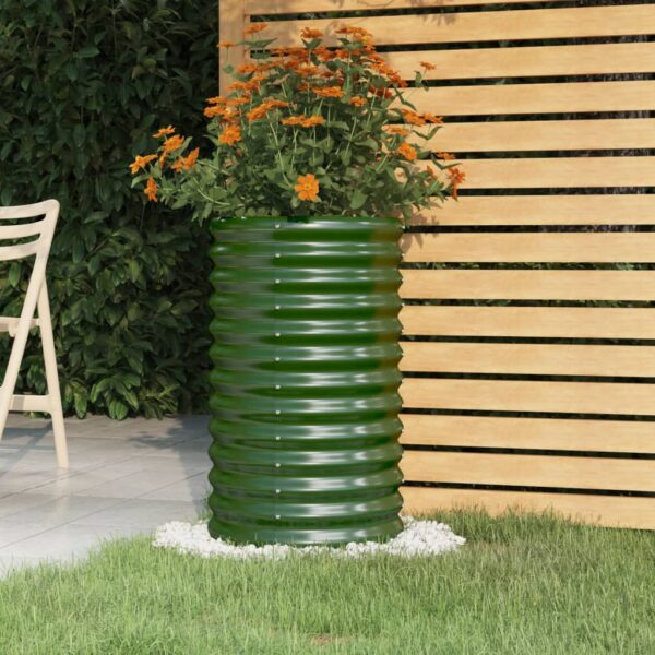 HomeDiscount-Garden Planter Powder-coated Steel 40x40x68 cm Green