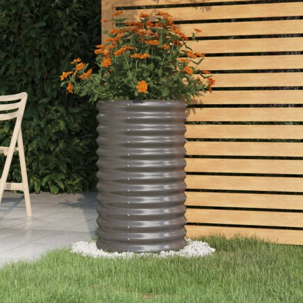 HomeDiscount-Garden Planter Powder-coated Steel 40x40x68 cm Grey