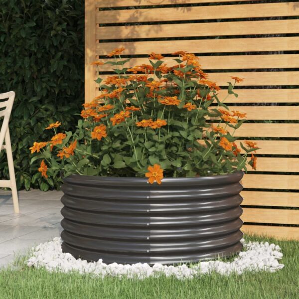 HomeDiscount-Garden Planter Powder-coated Steel 80x80x36 cm Anthracite