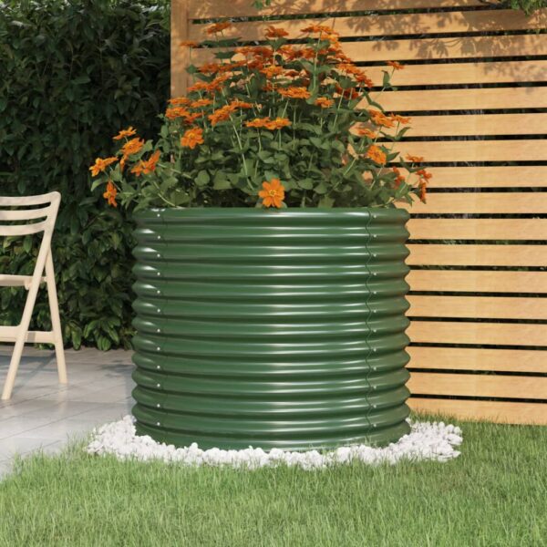 HomeDiscount-Garden Planter Powder-coated Steel 80x80x68 cm Green