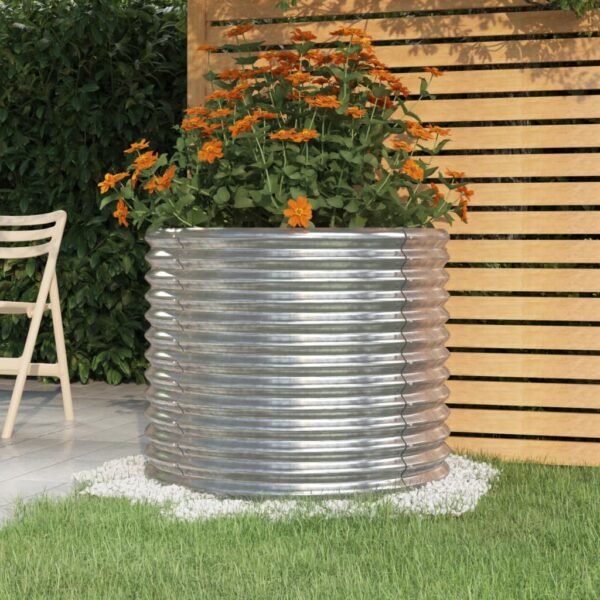 HomeDiscount-Garden Planter Powder-coated Steel 80x80x68 cm Silver