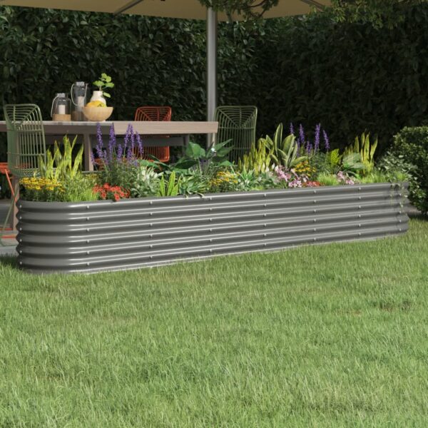 HomeDiscount-Garden Raised Bed Powder-Coated Steel 260x40x36 cm Grey