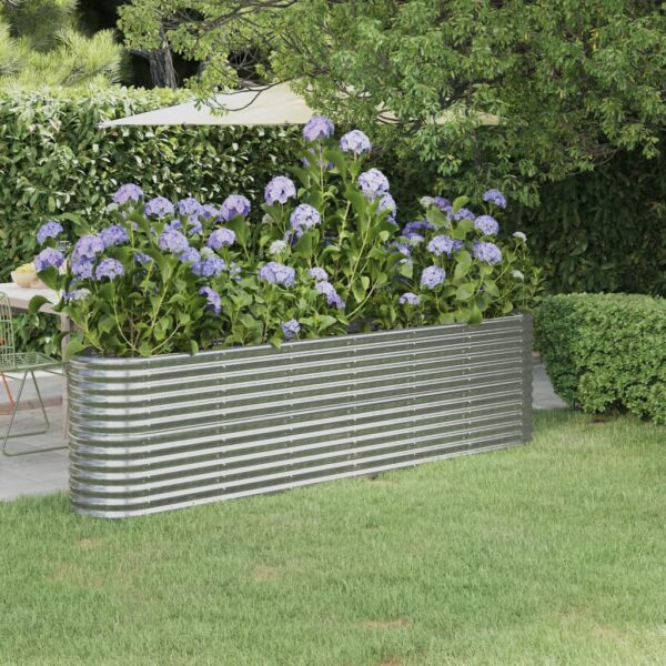 HomeDiscount-Garden Raised Bed Powder-Coated Steel 260x40x68 cm Silver