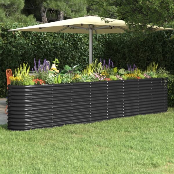 HomeDiscount-Garden Raised Bed Powder-Coated Steel 332x40x68 cm Anthracite