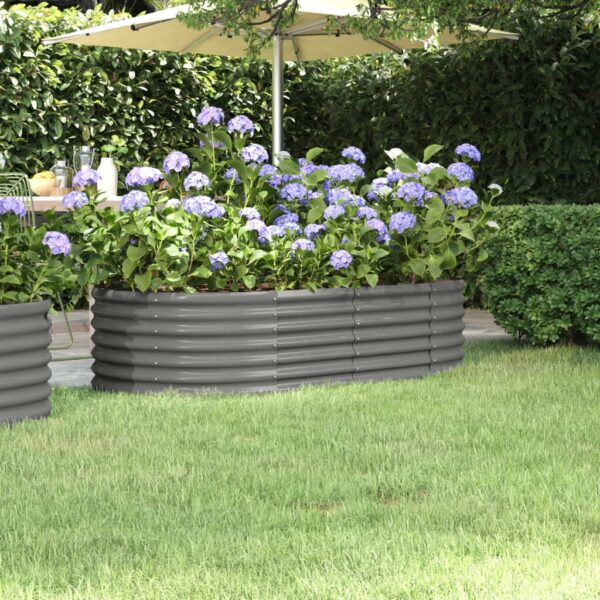 HomeDiscount-Garden Raised Bed Powder-Coated Steel 152x80x36 cm Grey