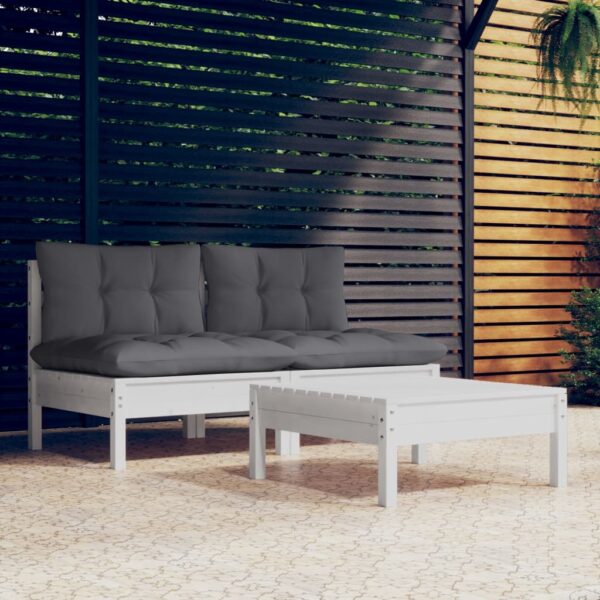 HomeDiscount-3 Piece Garden Lounge Set with Anthracite Cushions Pinewood