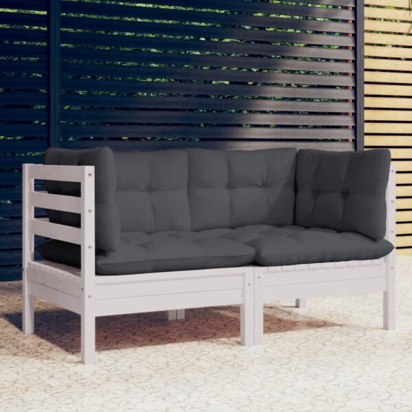 HomeDiscount-2-Seater Garden Sofa with Anthracite Cushions Solid Wood Pine