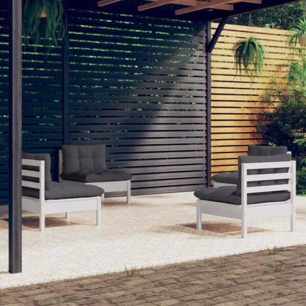 HomeDiscount-4 Piece Garden Lounge Set with Anthracite Cushions Pinewood