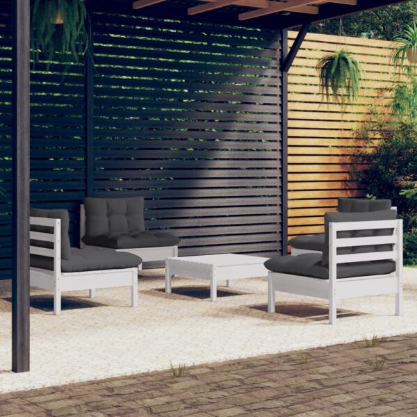 HomeDiscount-5 Piece Garden Lounge Set with Anthracite Cushions Pinewood