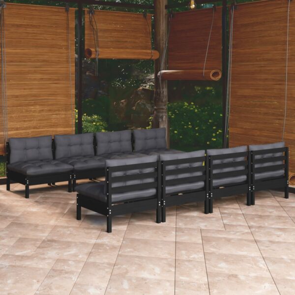 HomeDiscount-9 Piece Garden Lounge Set with Cushions Solid Pinewood