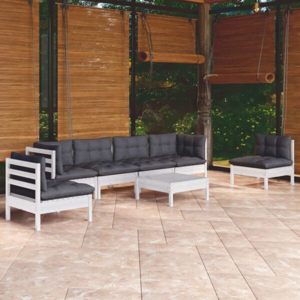 HomeDiscount-7 Piece Garden Lounge Set with Cushions Solid Pinewood