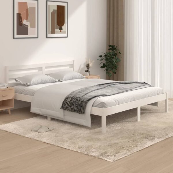 HomeDiscount-Bed Frame without Mattress White 150x200 cm