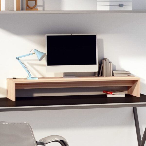 HomeDiscount-Monitor Stand 100x27x15 cm Solid Wood Pine