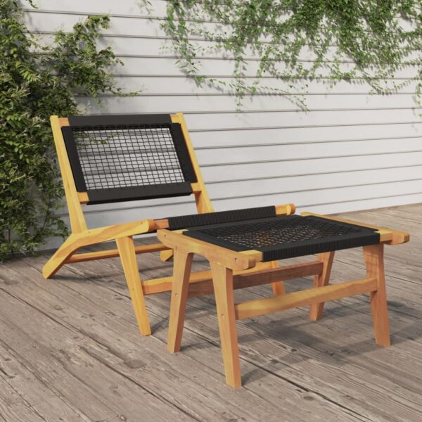 HomeDiscount-Garden Chair with Footrest Solid Wood Teak and Polyester