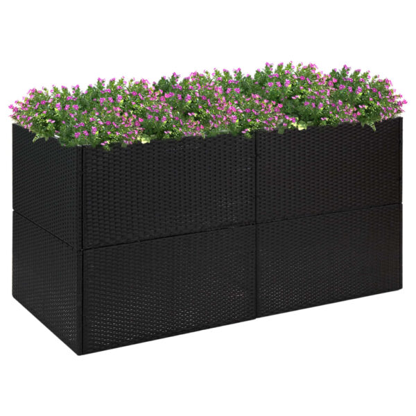 HomeDiscount-Garden Planter Black 157x80x80 cm Poly Rattan