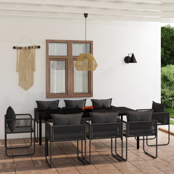 HomeDiscount-9 Piece Garden Dining Set Black