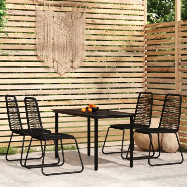 HomeDiscount-5 Piece Garden Dining Set Black