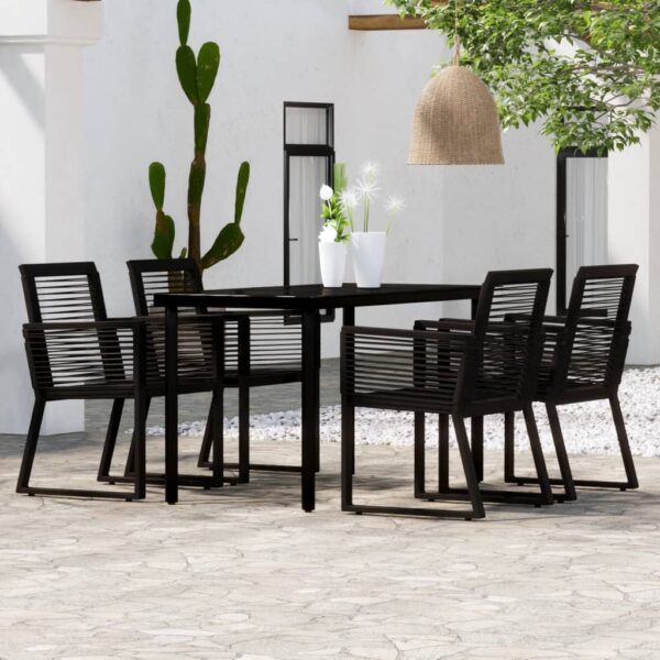 HomeDiscount-5 Piece Garden Dining Set Black