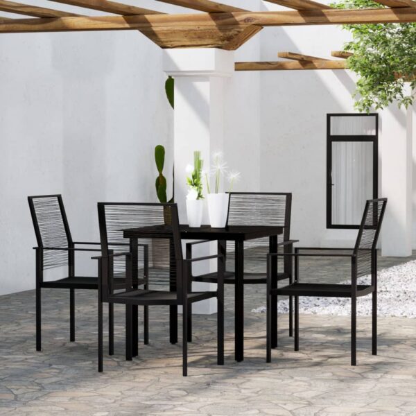 HomeDiscount-5 Piece Garden Dining Set Black