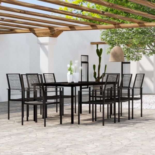 HomeDiscount-9 Piece Garden Dining Set Black