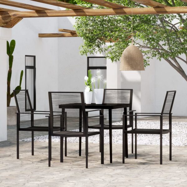 HomeDiscount-5 Piece Garden Dining Set Black