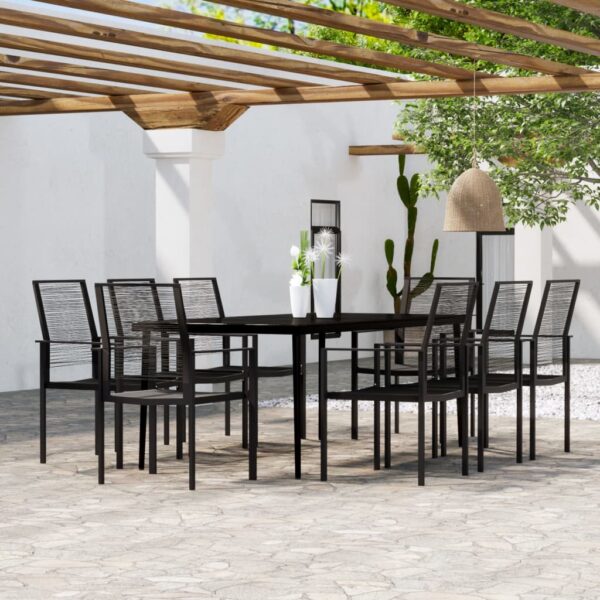 HomeDiscount-9 Piece Garden Dining Set Black