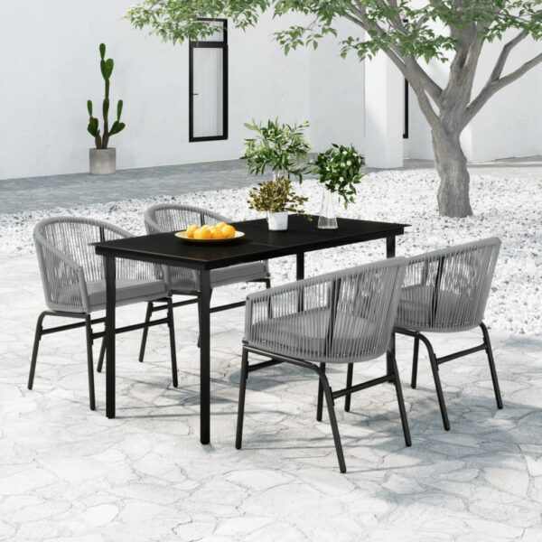 HomeDiscount-5 Piece Garden Dining Set Grey